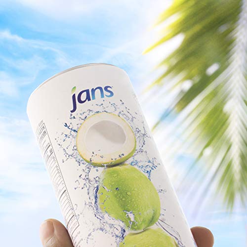 Image of Jans 100% Pure Coconut Water with Pulp (16.57 Fl Oz, Pack of 6) NO Sugar Added | Unsweetened Coconut Water | Not from Concentrate | Non-GMO | Refreshing Taste of the Tropics