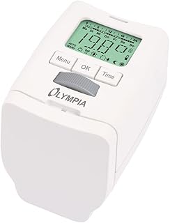 Olympia HT 430-22 Heizkörperthermostat, Elektronischer Heizungsregler, kompakter Energiespar-Regler, programmierbar, digital, weiß, Zeitschaltuhr, Energiespar-Thermostat mit Ventilschutz (1 Stück)