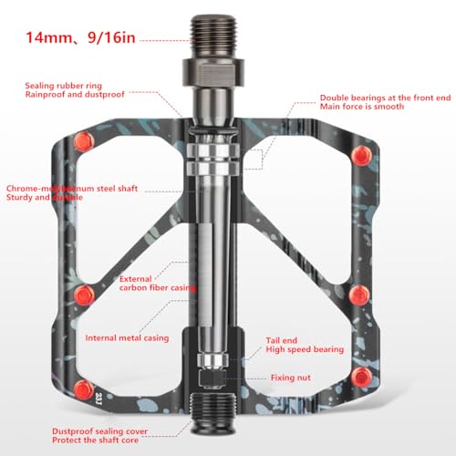Zpzezt Mountain Bike Pedals - Aluminum Alloy With Carbon Fiber Tube thumb #4