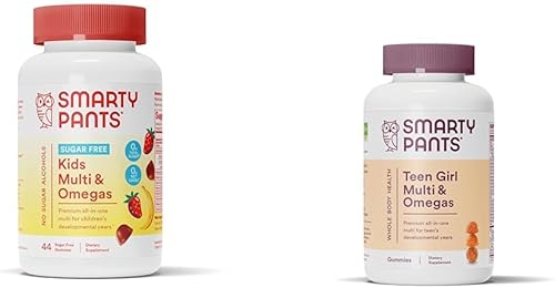 SmartyPants Gomitas multivitamínicas para niños, sin azúcar Omega 3 (ALA) y gomitas multivitamínicas para adolescentes aceite de pescado Omega 3