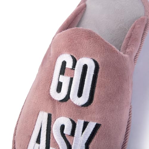 Handcraft Staycation NYC Ladies Funny Quote Scuff Slipper, Plush Non Slip House Slippers for Women, Comfy Soft Sole Bedroom Shoes2