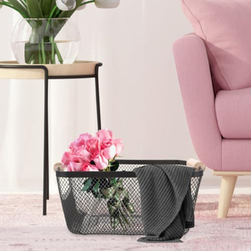 Panier de rangement multifonction noir en maille pour optimiser l espace maison