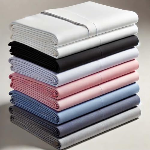draps-Housses Lot de 4 en Polycoton – Qualité 57 Fils/cm² – Taille 90x190/200 cm -Matelas 1 Place– Couleurs Assorties
