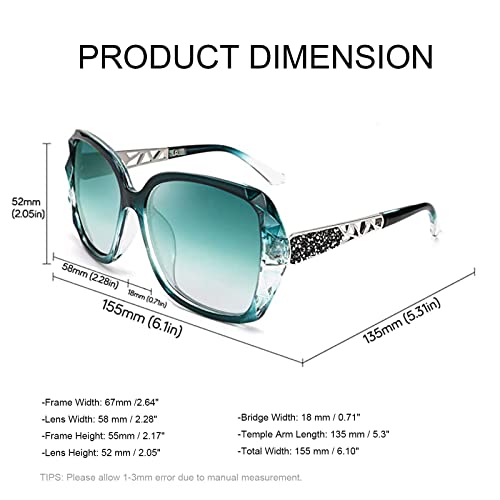 Image of FEISEDY Oversized Sunglasses for Women Square Polarized Sparkling Frame B2289
