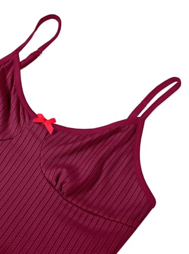Image of Hilinker Womens Graphic Print Ribbed PJ Set Crop Cami Tops and Shorts Cute Pajamas Set