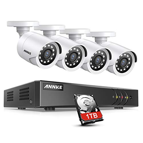 ANNKE Y200 CCTV Camera System, 8CH H.265+ 5MP Lite Surveillance DVR and 4X 1080P Security Bullet Camera with Ultra Clear 100ft Night Vision for Outdoor Use