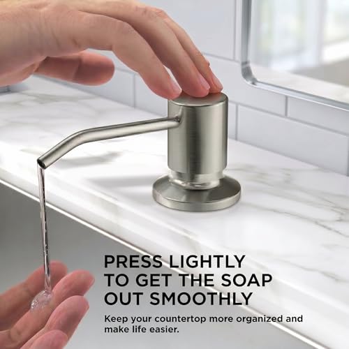COMLLEN Kitchen Faucet with Soap Dispenser, Brushed Nickel Kitchen Faucets with Pull Down Sprayer, Single Handle Stainless Steel High Arc Kitchen Sink Faucet for Laundry Farmhouse RV Bar by Comllen - Used condition - Image 5
