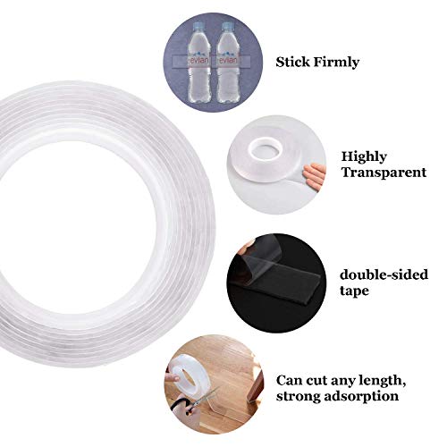 Preisvergleich Produktbild Nano Klebeband Doppelseitig Stark, TERRA Wiederverwendbares Klebeband, Waschbar, Starkes Gel, Rutschfester, Fester Klebstoff, 3M
