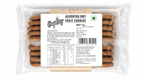 Image of Hapley Assorted Dry Fruit Cookies 300g, No Palm Oil, Wholesome Crunchy Cookies with Real Dry Fruit Goodness