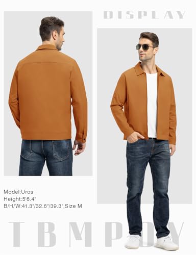 Image of TBMPOY Mens Lightweight Jackets Light Windbreaker Full Zip Casual Work Jacket Golf Business Fall Track Coat with Pockets
