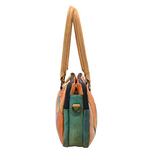 Image of Anna by Anuschka Women's Hand-Painted Genuine Leather Multi Compartment Satchel