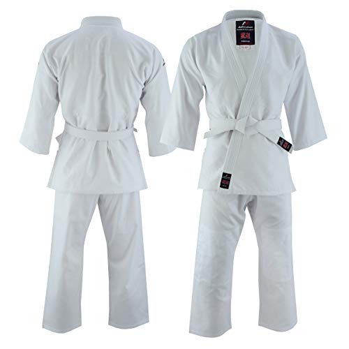 Malino Uniforme de Estudiante Judo-gi Traje Peso Medio para niños con cinturón algodón 450Gsm Blanco tamaño 0/130