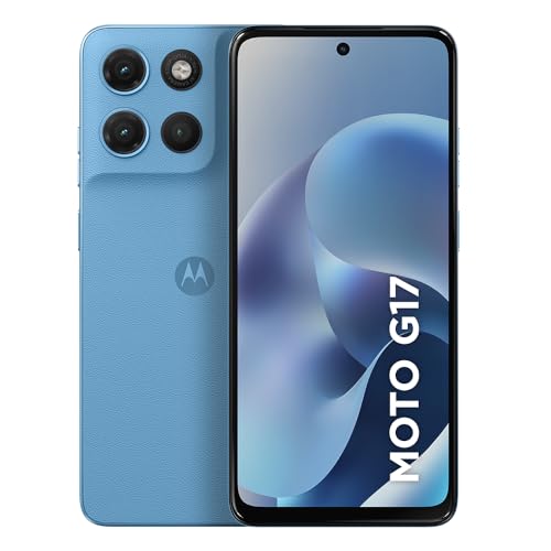 Smartphone Motorola Moto G17 4G - 128GB 12GB (4GB RAM + 8GB RAM Boost) camera 50MP Sony Lytia 600, tela FHD+ 60hz, bateria 5200 mAh - Azul Claro