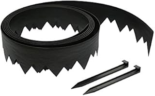 EasyFlex Pound-in Landscape Edging with Anchoring Stakes, 4.5 in. Straight Top Plastic Garden Border, 20 Foot Kit, Black, (3500-20C-3)