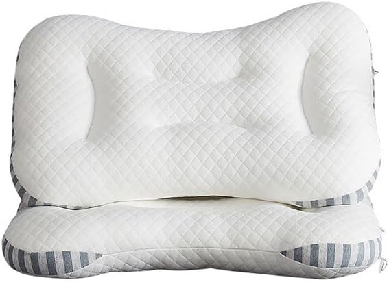 Two Adult Sleep Pillows with Neck Protection for Home Hotel Use Made of Knitted Cotton