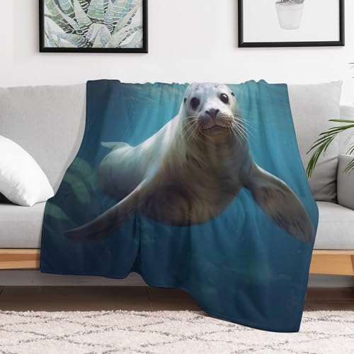Plaid phoque en flannel supérieure : couverture de lit douce et durable