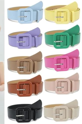 Rfmfkkg Women Belt Square Buckle Simple Candy Color Decorative Belt Vintage Strap Female Waistband2