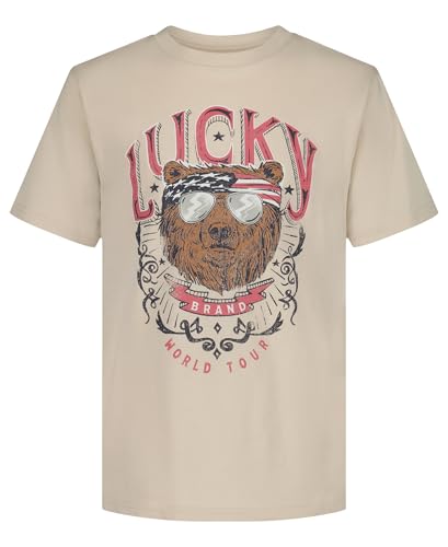 Image of Lucky Brand Boys' Short Sleeve Graphic Crew Neck T-Shirt, Soft, Comfortable, Relaxed Fit