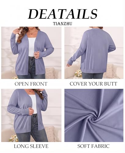 Image of TIANZHU Plus Size Cardigan for Women Button Open Front Long Sleeve V Neck Comfy Lightweight Sweaters XL-4XL