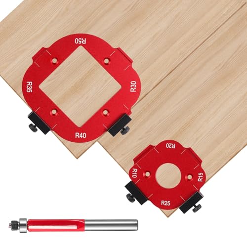 Lot de 2 gabarits à rayon d'angle pour toupie avec coupe-bordure, gabarits à arc réglables pour le travail du bois, plusieurs options de rayon de R10 à R50