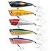 Alwonder 5pcs Topwater Popper Fishing Lures Kit 1/4oz 2.4in Treble Hooks Bass Fishing Baits