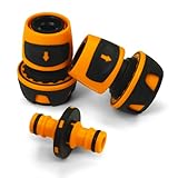 YourCasa Raccord de tuyau 3/4 pouces (19 mm) pour 2 tuyaux d'eau - Raccord de tuyau de jardin Sangle de tuyau - Adaptateur de raccord de tuyau Raccord de tuyau Double couplage (Orange)