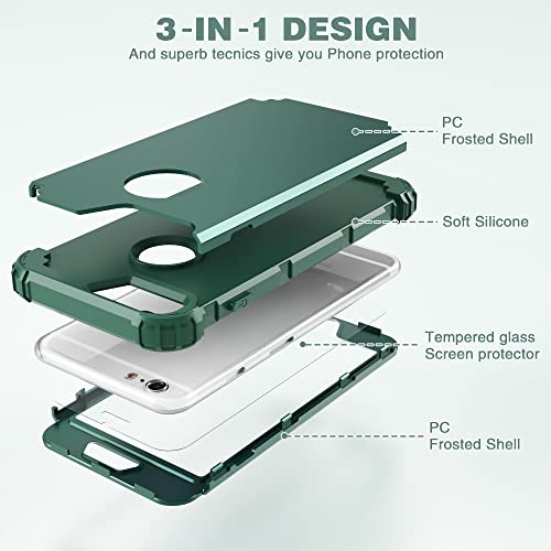 IDweel for iPhone 6S/6 Plus Case with Screen Protector,Graphite Green/Green | Hybrid 3 in 1 Heavy Duty Protection, Shock Absorption Hard PC & Soft Silicone Bumper, Full Body Protective Case Women Girls - image 9
