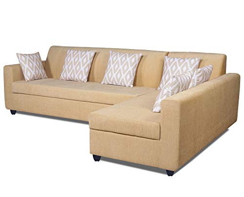 Image of Adorn India Rio Highback L Shape 6 Seater Sofa Set (Right Hand Side) (Beige) (3 Year Warranty)