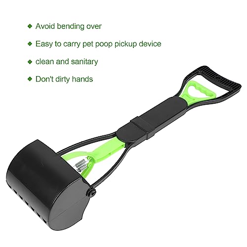 Image of 23.7inch Pet Pooper Scooper, Long Handle Jaw Poop Scoop for Large & Small Dogs Foldable Pet Poop Pickuper Pick Up Dog Cat Waste Picker Cleaning Tool for Lawns, Grass, Dirt, Gravel (green+black)