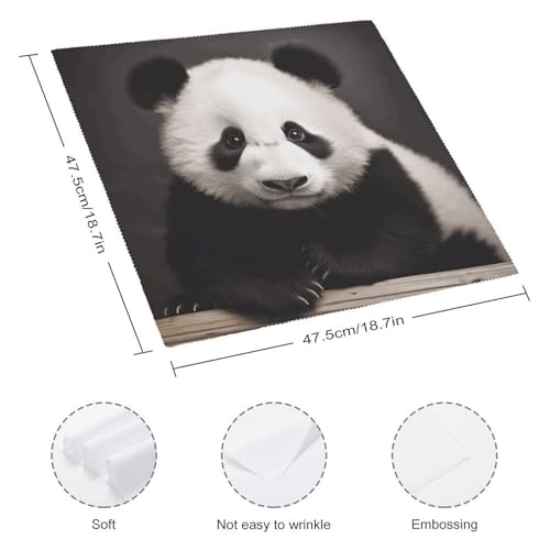 Servilletas de Tela con Diseño Panda Blanco y Negro 6 Piezas miniatura 2