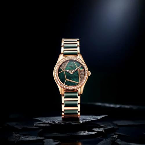 Image of Xylys Quartz Analog Green Dial Green Steel & Ceramic Strap Watch for Women