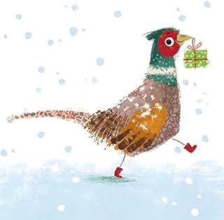 Museum and Galleries Large Charity Christmas Cards - Running Pheasant - 8 Christmas Cards - 60p in Support of The British Heart Foundation