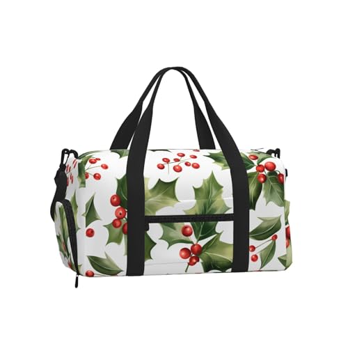 Bolsa de viaje de Navidad con hojas de acebo, el regalo perfecto para fitness y danza