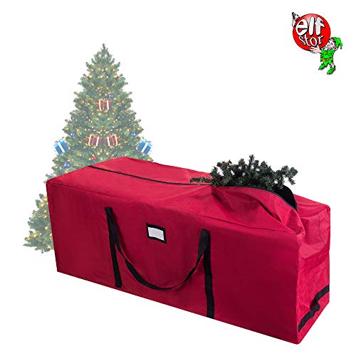 Elf Stor 83-DT5170 Premium Red Rolling Duffel Style Christmas Storage Bag-Holds a 12 Foot Artificial Tree