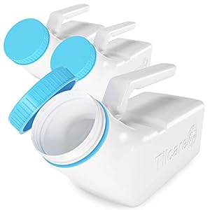 Urinals for Men with Luminous Lid from Tilcare (3 Pieces) – 1000ml Thick Plastic Men’s Bedpan, Bottle with Screw Top – Leak Proof Urine Chamber – Portable Urinary Bottles for On The Go