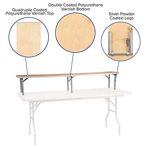 Flash Furniture Amara 72" x 12" x 12" Birchwood Bar Top Riser with Folding Silver Legs, Wooden Foldable and Portable Riser for Event and Bar Tables - Image 6