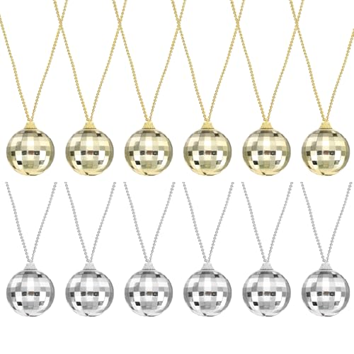 Colliers boule disco lot de 12 pièces de 5cm pour soirées à thème rétro