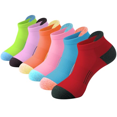 JOYNÉE Womens Ankle Athletic Low Cut Tab Socks Cushioned Running Sports 6 Pack