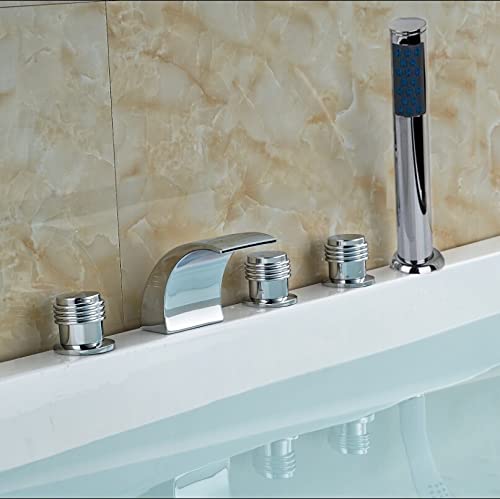 Robinet baignoire cascade 5 pièces avec douchette chrome
