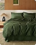 Bedsure Cotton Duvet Cover Queen, 100% GOTS Organic Cotton Duvet Cover Set, Fair Trade Certified Queen Bedding, Eco-Friendly, Ultra-Soft, Breathable Home Bedding for All Seasons(Olive Green, 90