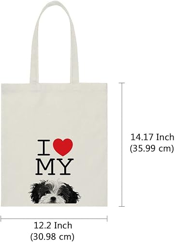 Vista 3 de WIRESTER Bolsa de lona reutilizable para mujeres y niñas, bolsa de compras de comestibles, bolsa de hombro, bolsa de viaje, animal de perro y gato