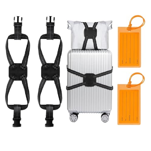 Image of 2PCS Bungee Luggage Straps - Adjustable Travel Belt for Suitcases & Carry On Bags - Black