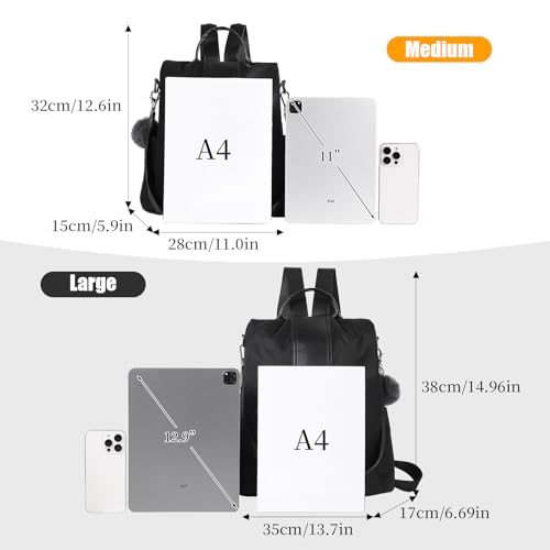 PINCNEL Women Backpack Purse Waterproof Nylon Anti-theft Rucksack Lightweight Shoulder Bag