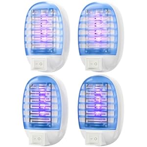 Bug Zapper Indoor, Fruit Fly Trap for Indoors, Gnat Traps, Plug in Electronic Mosquitoes Killer Mosquito Zapper with Blue Lights for Living Room, Home, Kitchen, Bedroom, Baby Room, Office(4 Packs)