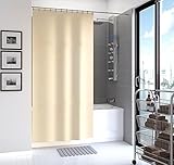 70' x 71' Water Repellant Fabric Shower Curtain with Metal Grommets, Weighted Hem, Suction Cups...
