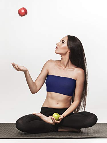 Women's Strapless Bralette Seamless Bandeau Soft Stretchy Non-Padded Bandeau Tube Top Bra In Multi Color, 3 Pieces(Black, Navy Blue, Dark Purple,X-Large - Xx-Large) #TOP5