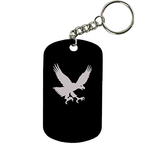 Personalized Engraved Custom Eagle 2-Inch Colored Anodized Aluminum Customizable Keychain Dog Tag, Black #TOP16