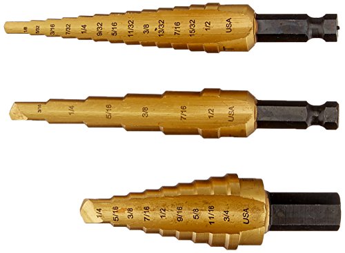 Irwin Unibit 502T Step Drill Bit Set With Nylon Pouch, Titanium Nitride Coated, 3Pc (15502) #TOP1
