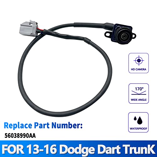 Image of Rear View Back Up Camera Compatible with Dodge Dart Trunk Lid Mounted 2013-2016 Reverse Park Assist Backup Camera Replaces 56038990AA