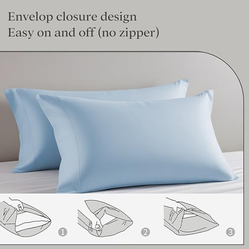 LINENWALAS Luxurious 1200 Thread Count Supima Cotton King Size Duvet Cover Set 226x220 cm, Premium Cotton Zipper Closure and Corner Ties, Soft Premium Bedding Set (King, Baby Blue) - Image 3